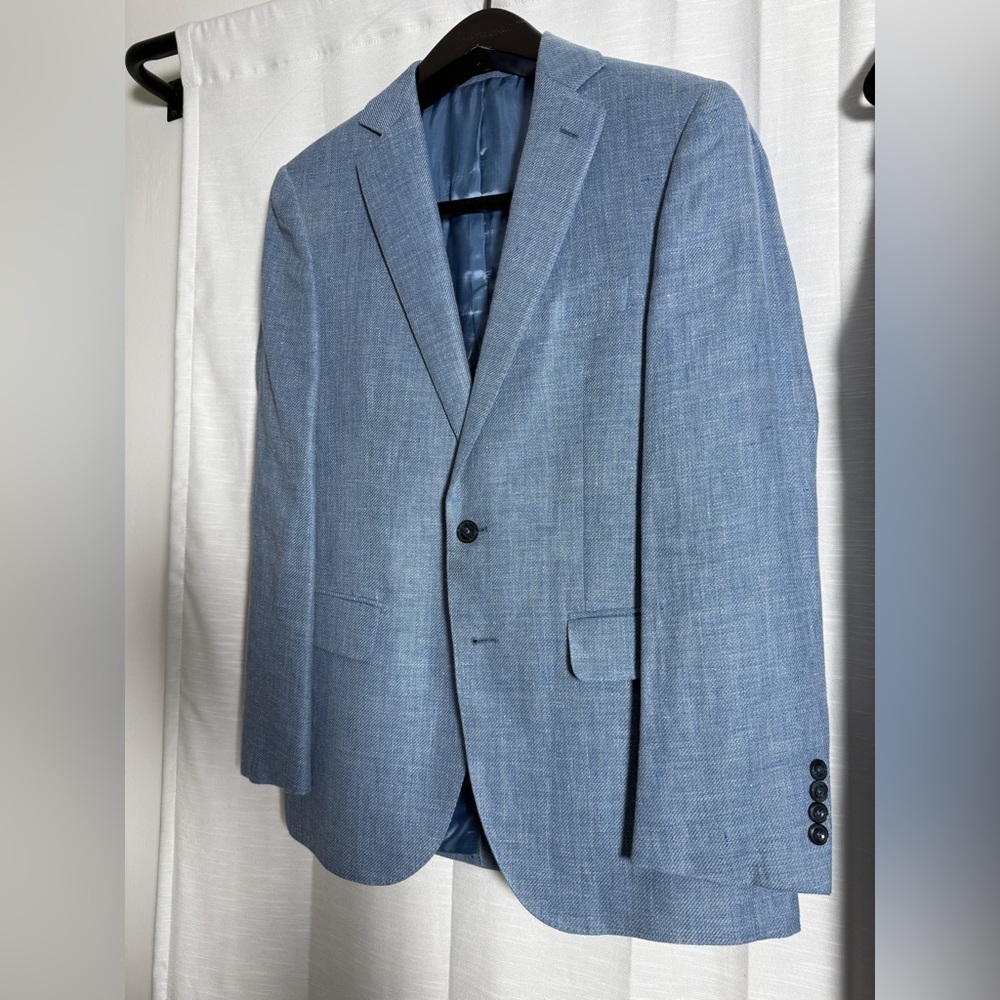 J.Hilburn Light Blue Tailored Men’s Suit – Modern Fit Wedding Business Formal - Picture 5 of 17